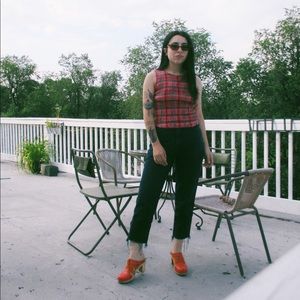 Vintage ruched plaid tank